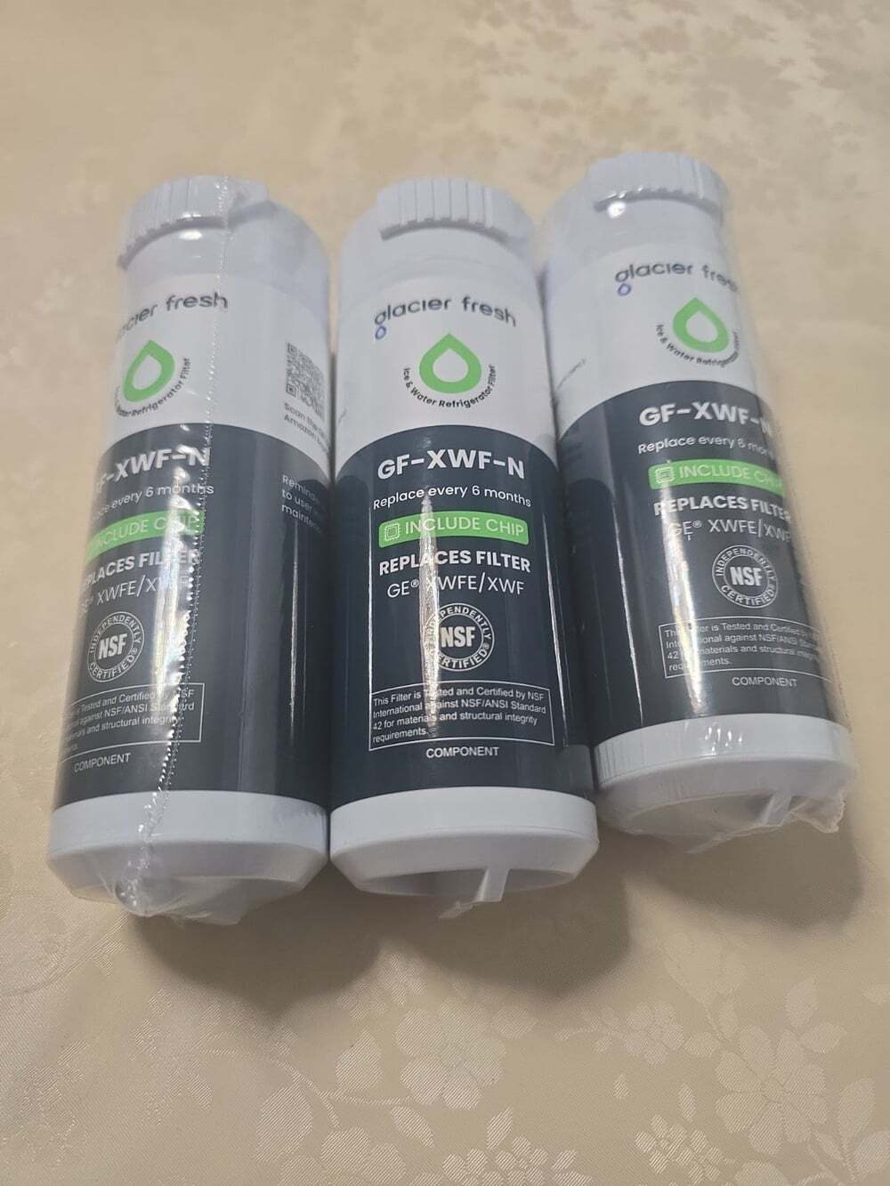 3 Pack Glacier Fresh GF-XWF-N Refrigerator Water Filter GE Reduces Chlorine Read